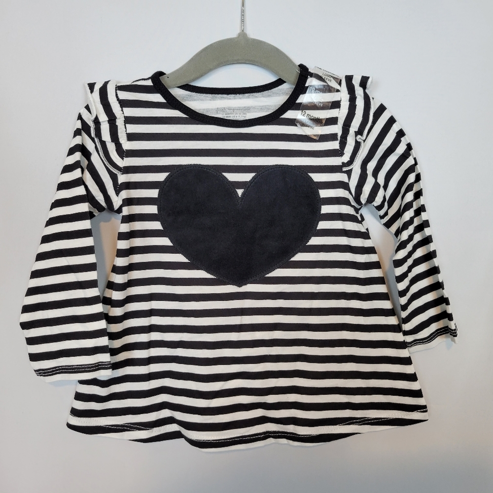 NEW - First Impressions Baby Girl's Long-Sleeve Top with Heart Detail
